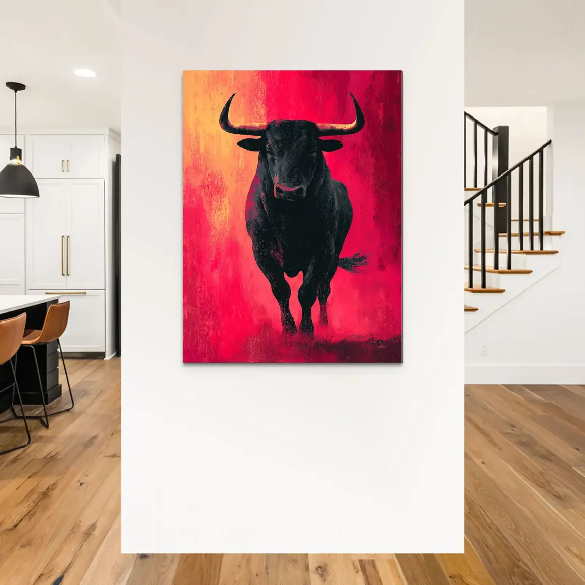 Stier in Rot Alu Dibond Wandbild