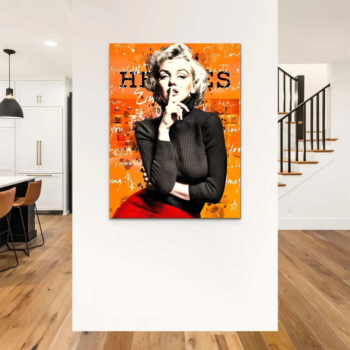 Marilyn Secret Orange Pop Art Alu Dibond Bild