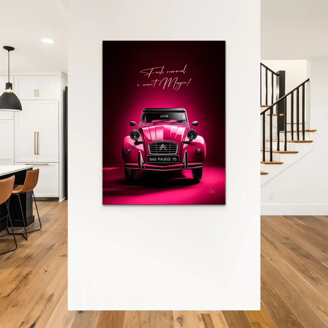 Pink Magic 2CV Alu Dibond Bild