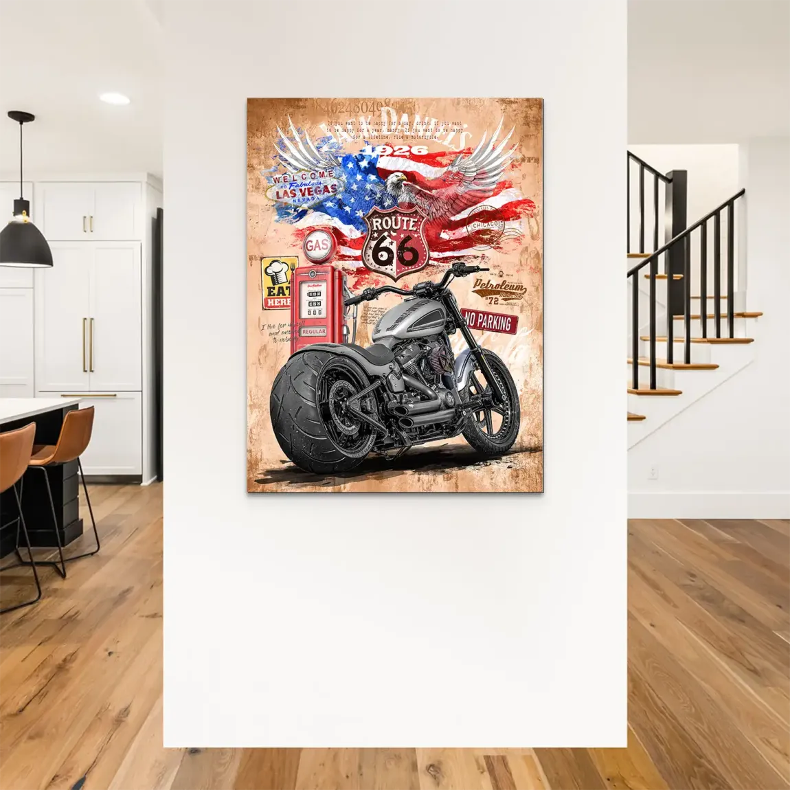 Harley Route 66 Alu Dibond Bild