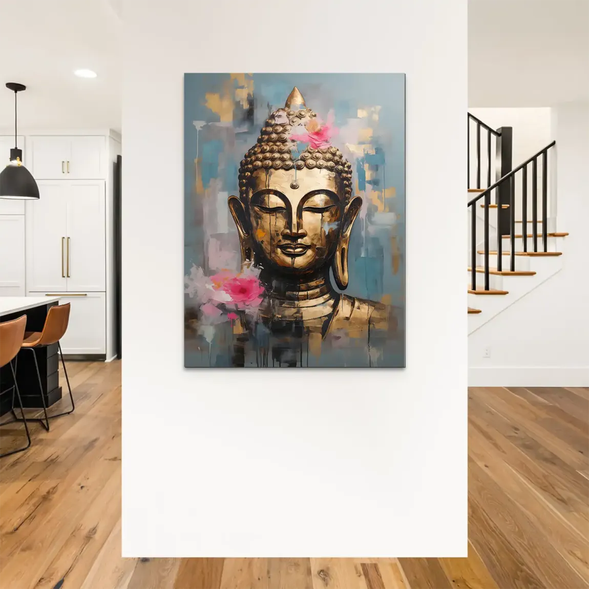 Golden Lotus Buddha Alu Dibond Bild