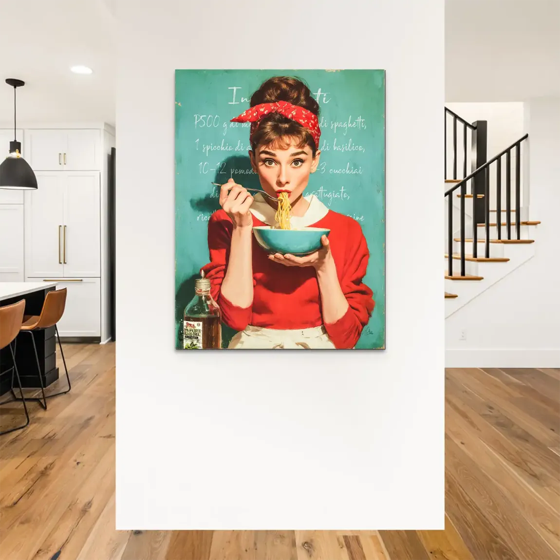 Audrey Hepburn Pasta Moments Alu Dibond Bild