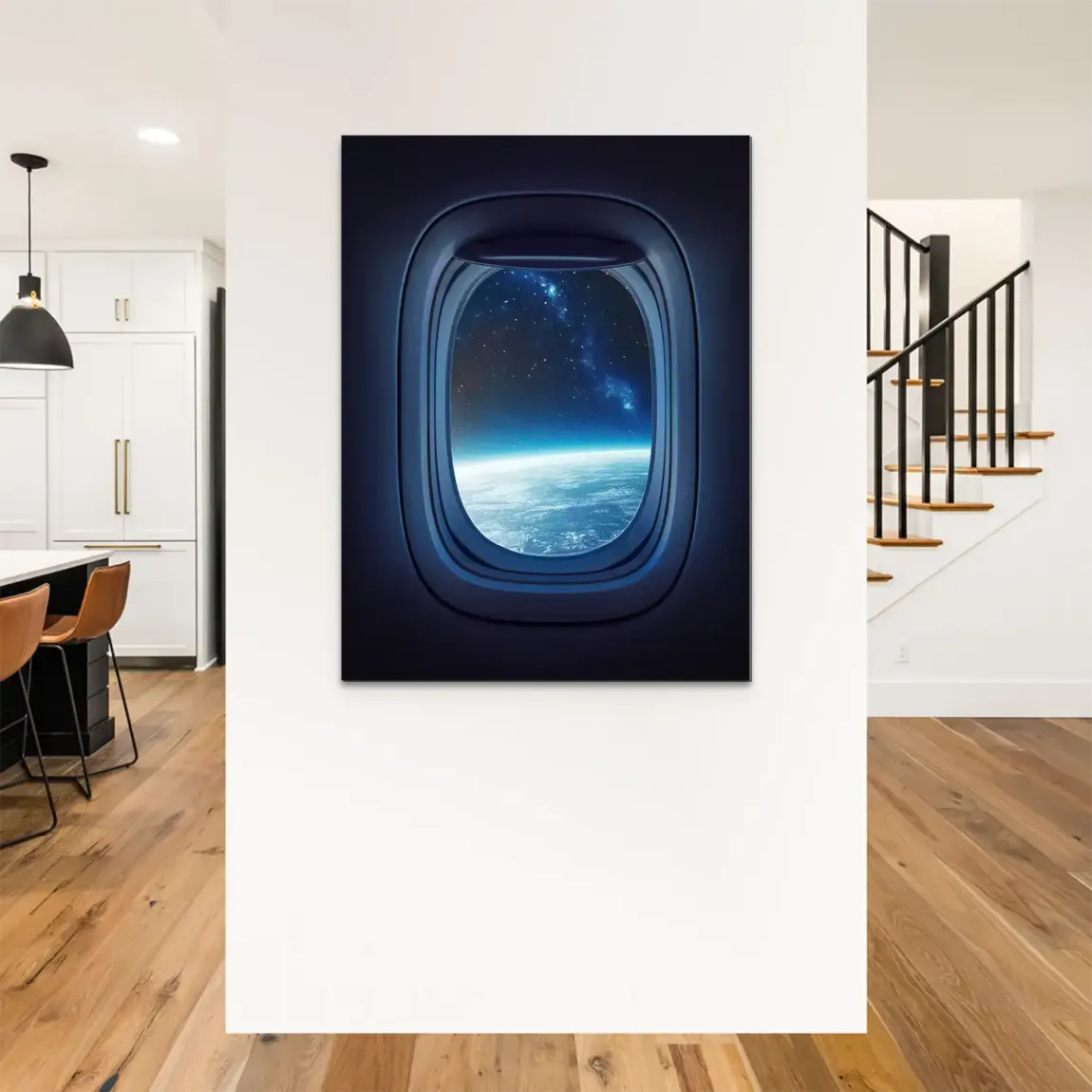 Flugzeugfenster Galaxie Alu Dibond Bild