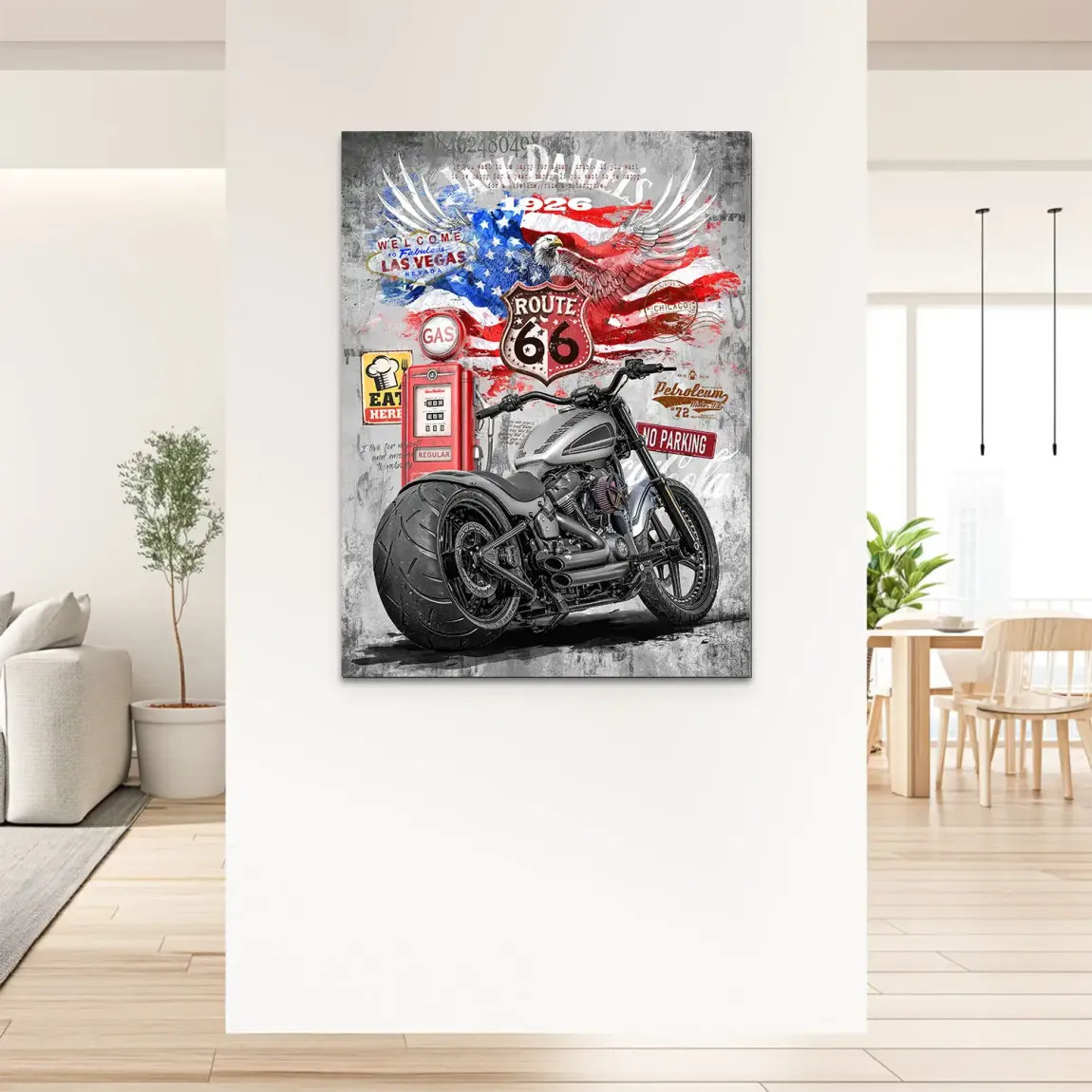Harley Road Pop Art Alu Dibond Bild