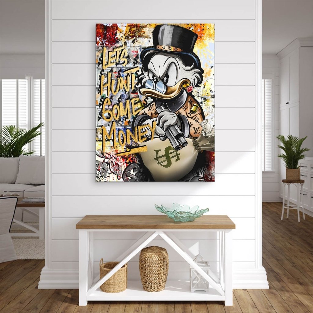 Dagobert Duck Let's Hunt Pop Art Aludibond Gebürstet Bild INGALERIE