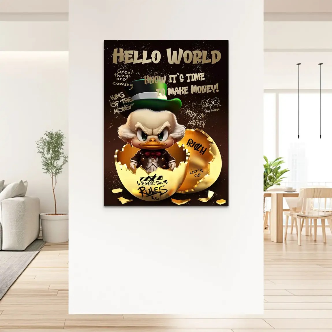 Money Master Dagobert Duck Alu Dibond Bild