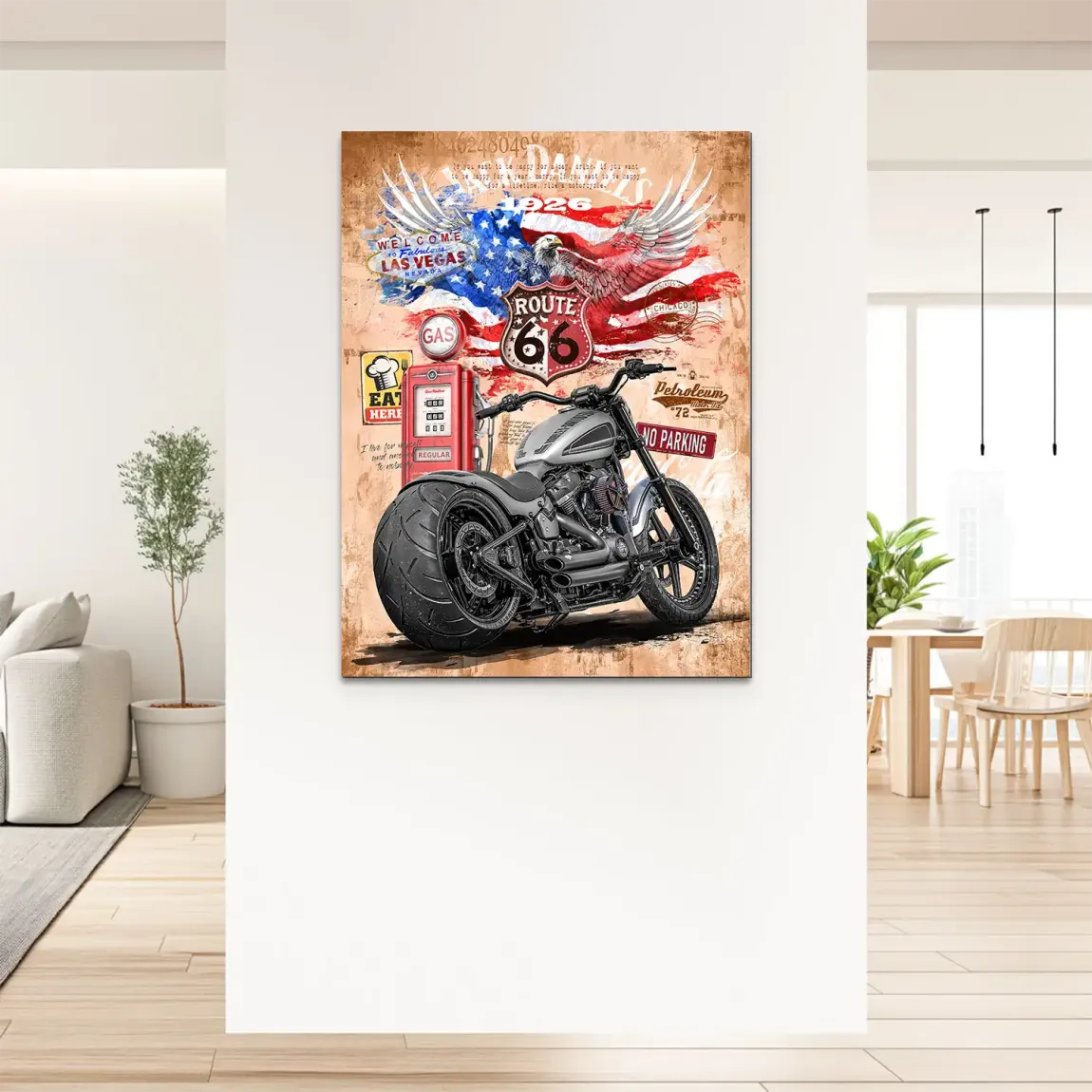 Harley Route 66 Alu Dibond Bild