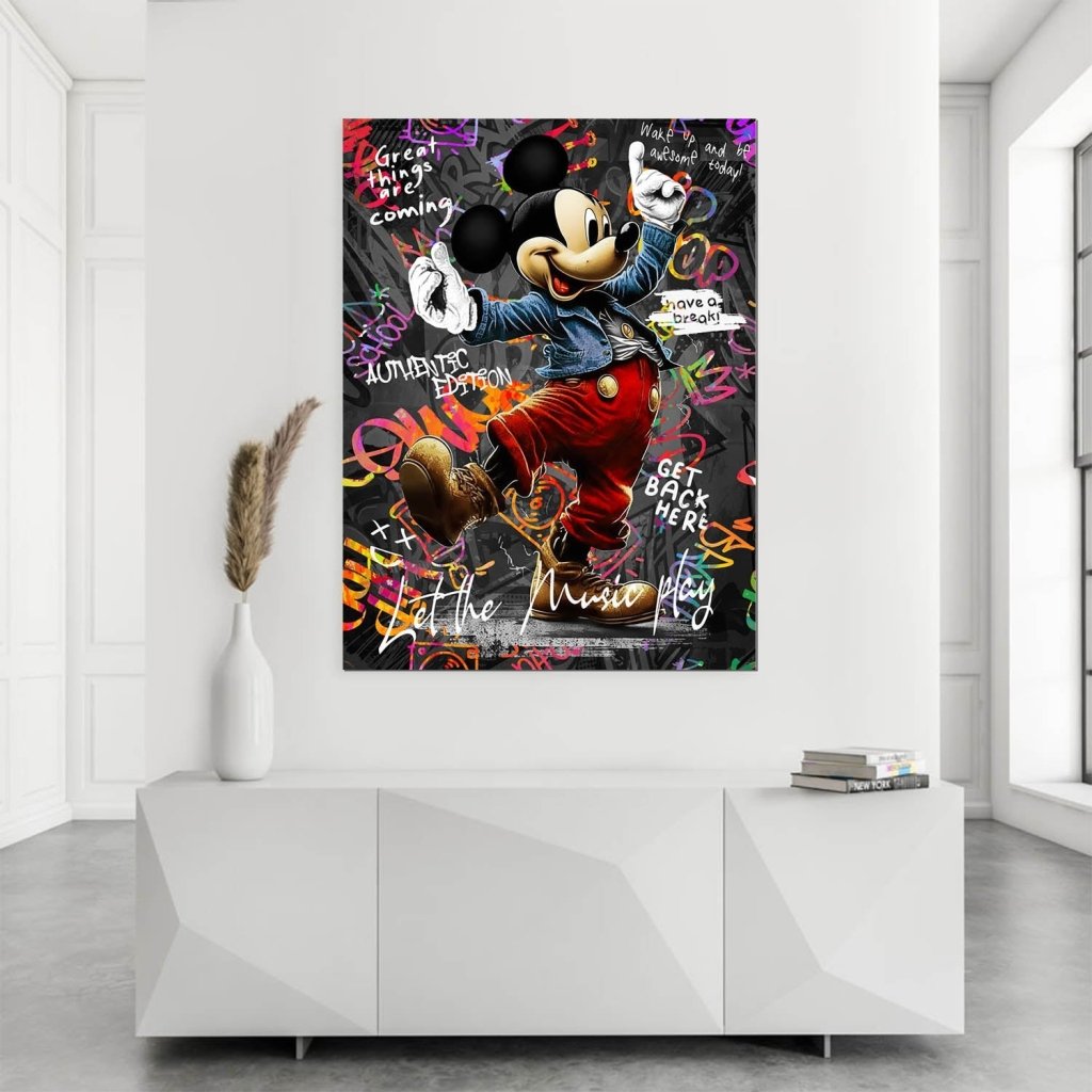Micky Maus Dance Street Art AluDibond Bild INGALERIE
