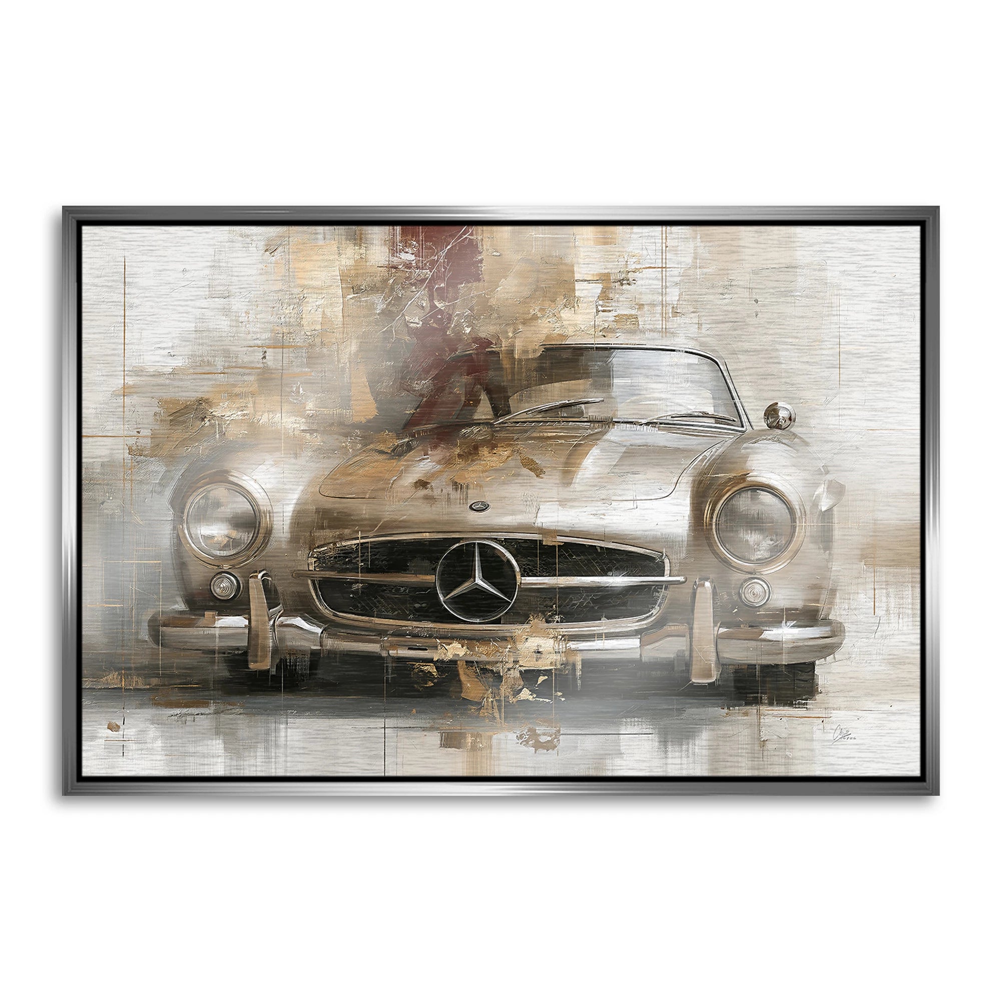 Mercedes 300SL Legende Aluminiumbild gebürstet