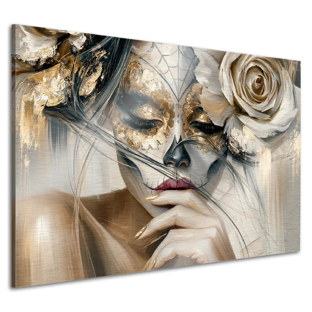 La Catrina Golden Silence Aluminiumbild gebürstet
