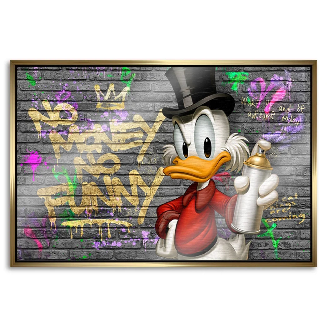 Dagobert Duck Street Money Aluminiumbild gebürstet
