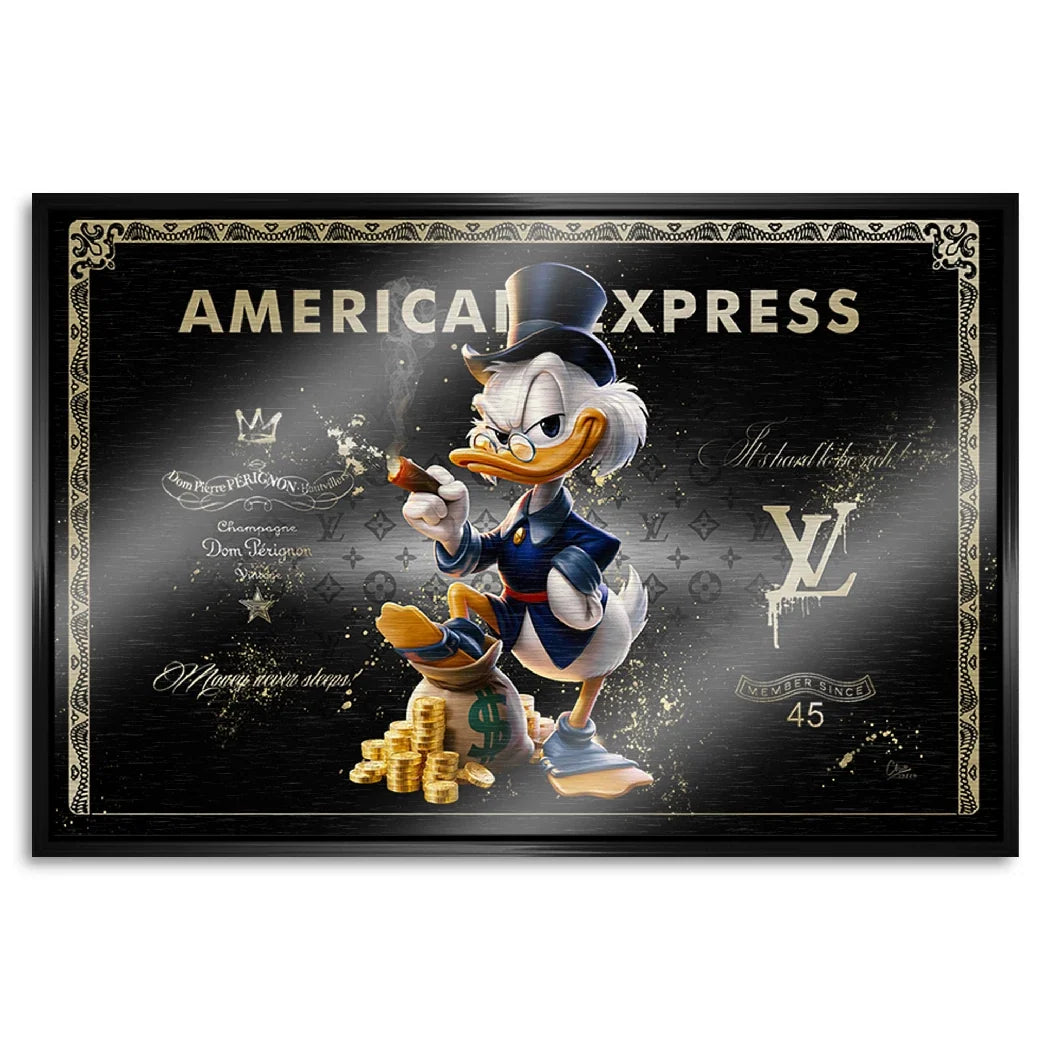 Dagobert Duck Black Amex Aluminiumbild gebürstet