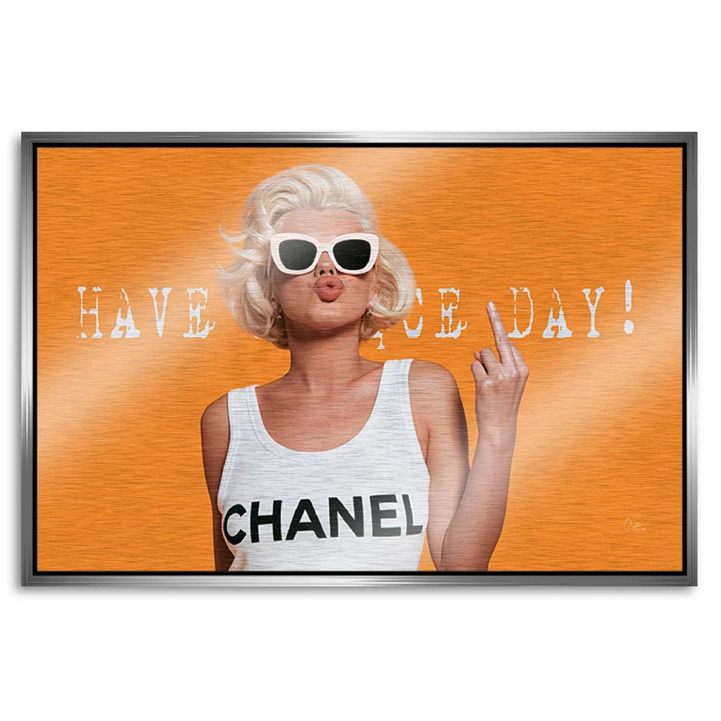 Marilyn Monroe Orange Kiss Aluminiumbild gebürstet