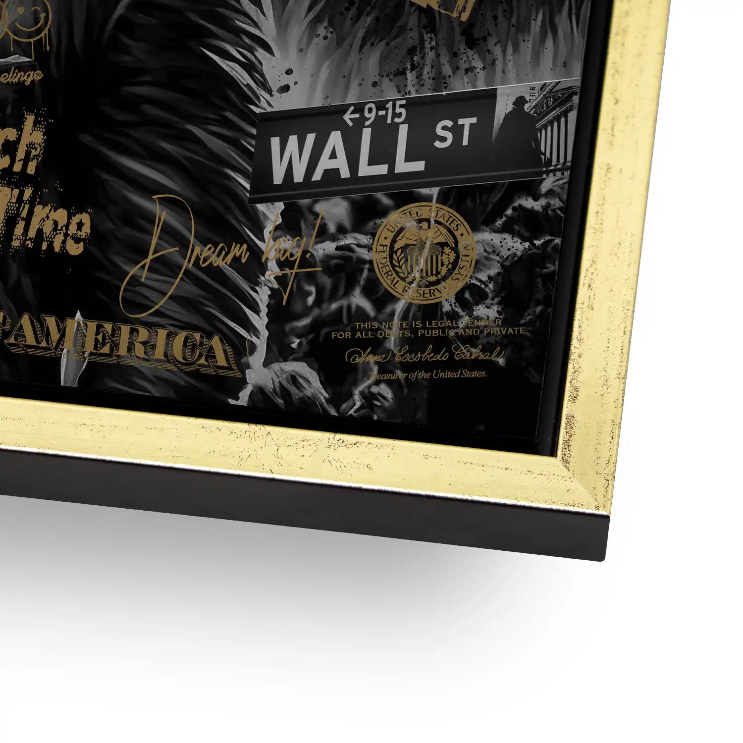 Wallstreet Wolf Gold Style Alu Dibond Gebürstet INGALERIE