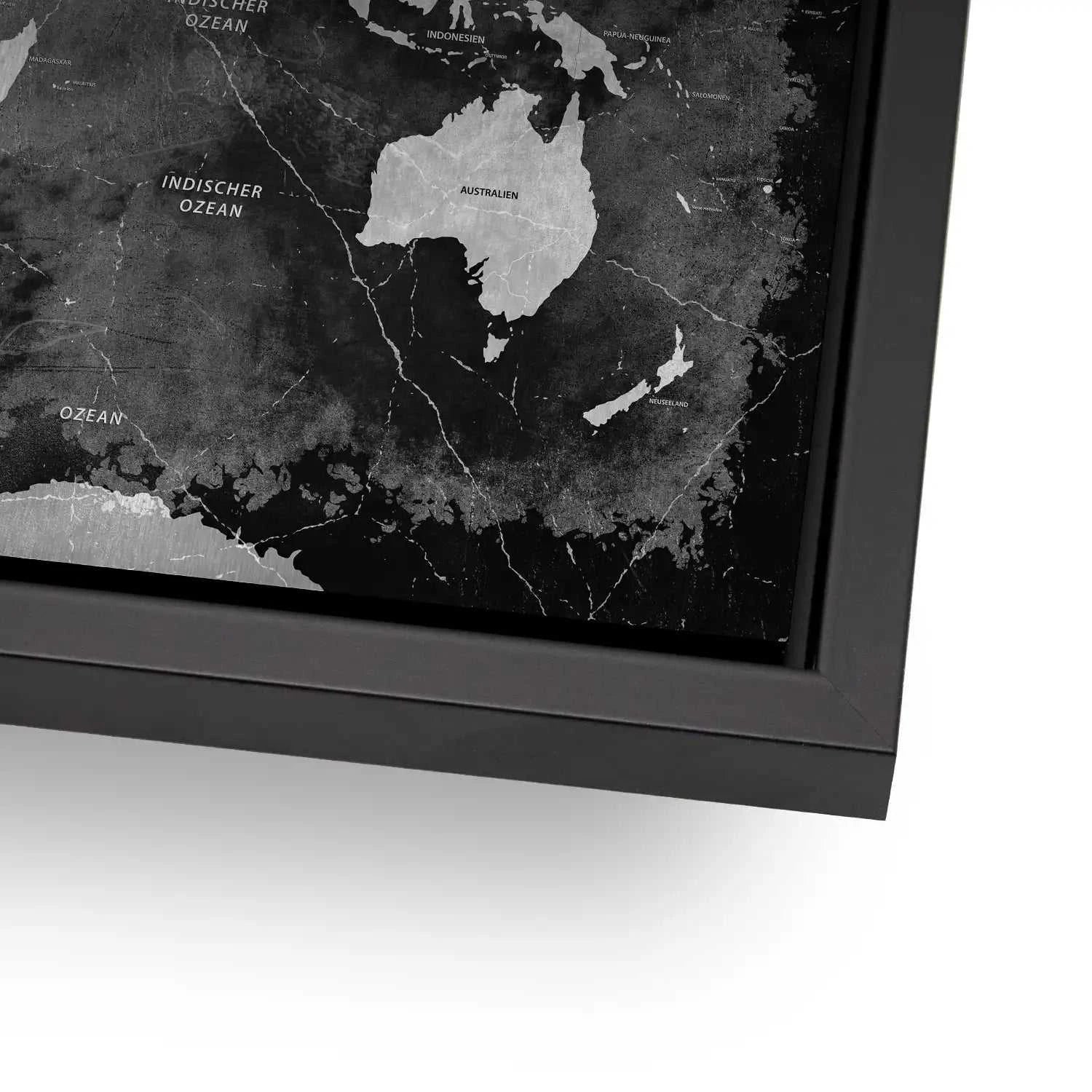 Weltkarte Black Stone AluDibond Gebürstet INGALERIE