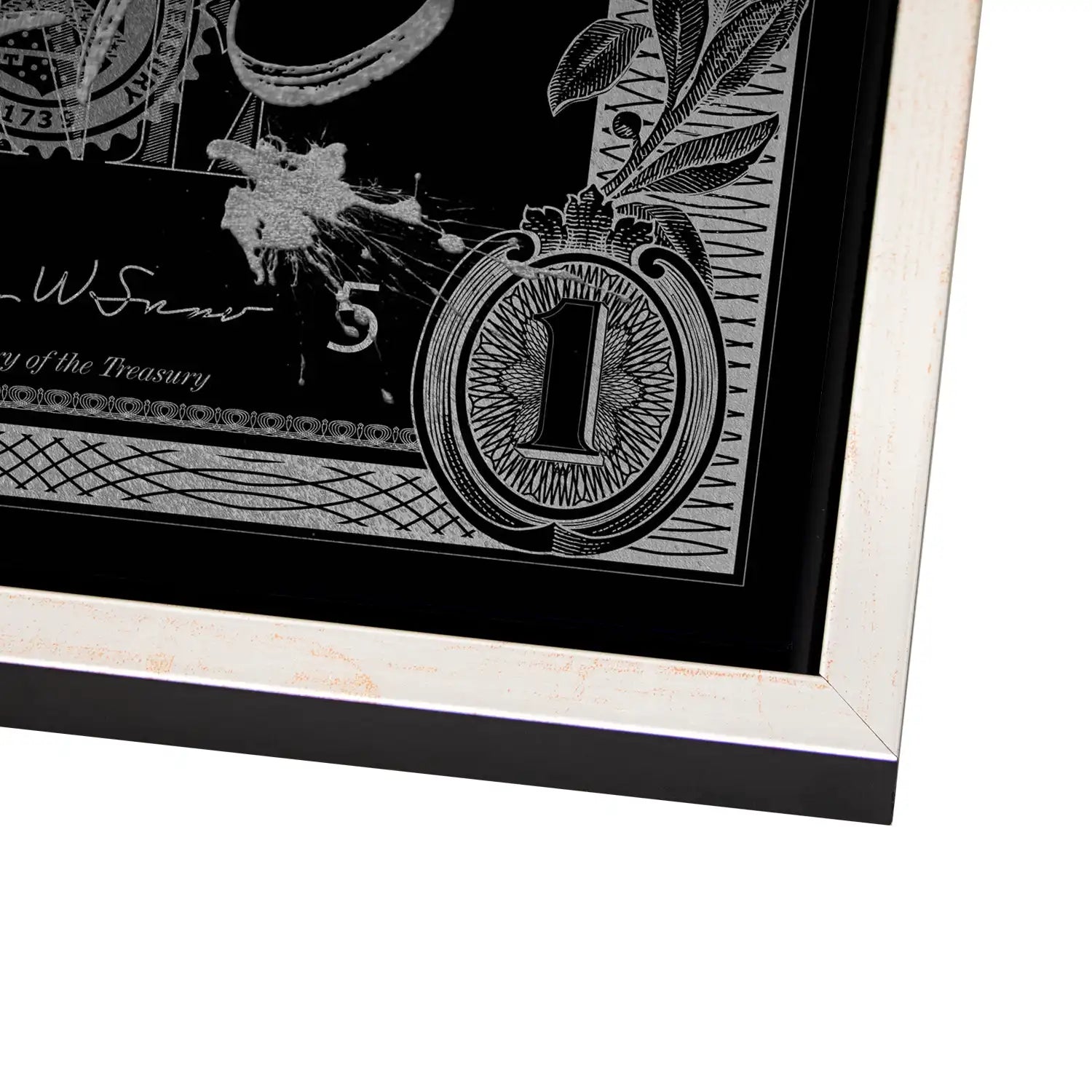 Monney Never Sleeps Dollar Silver AluDibond Gebürstet - Alu Dibond Bild Gebürstet