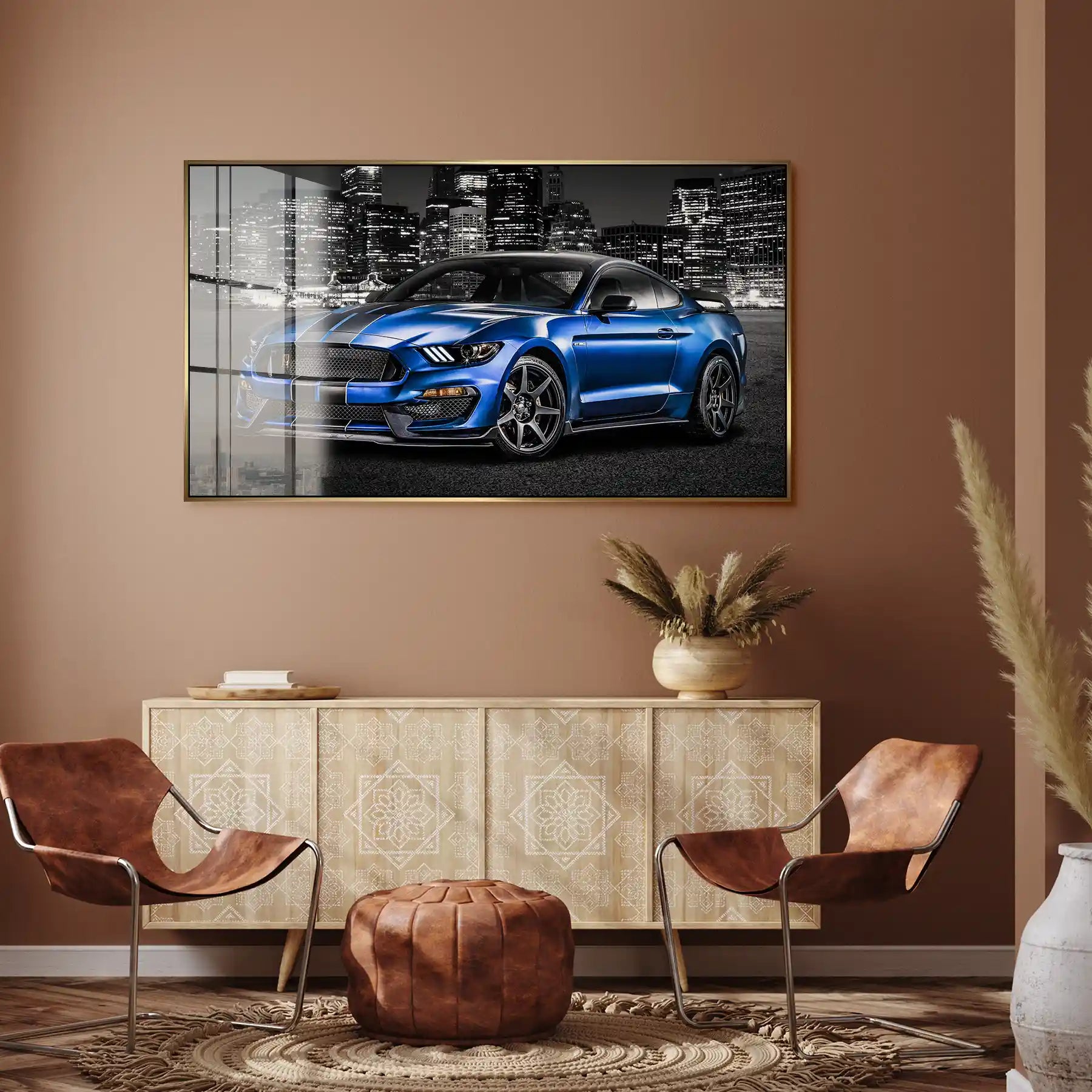 Ford Mustang Blue City Acrylglas Bild INGALERIE