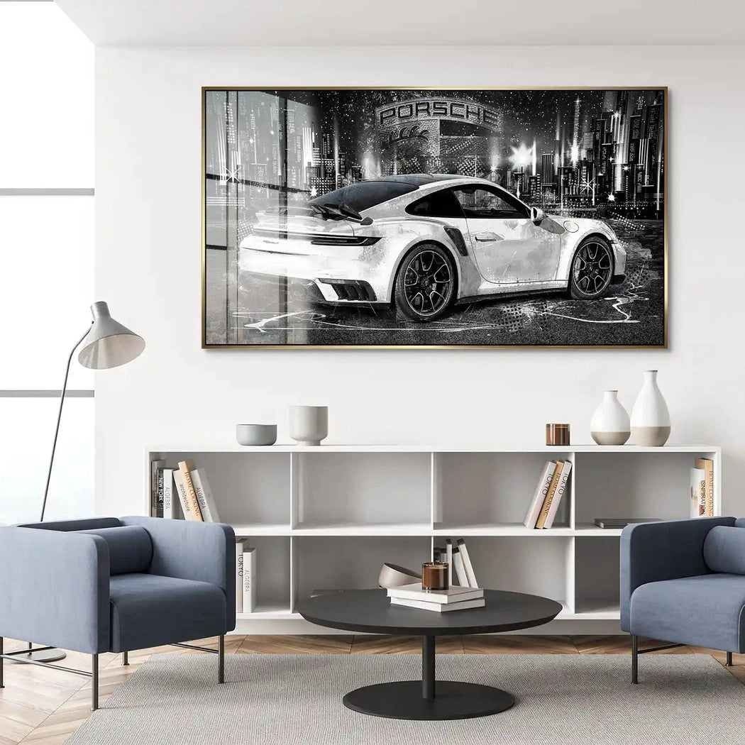 Porsche 911 Turbo Abstrakt White Acrylglas Bild INGALERIE