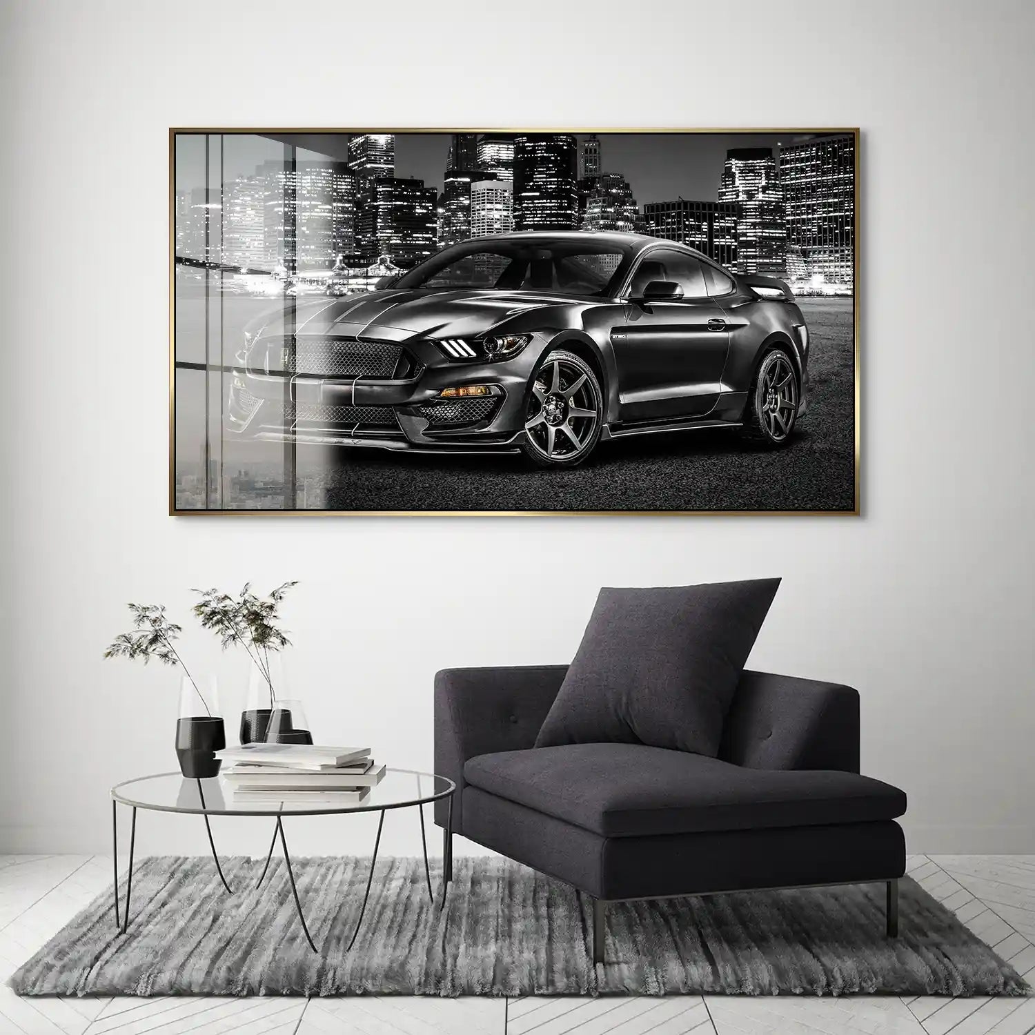 Ford Mustang Black City Acrylglas Bild INGALERIE