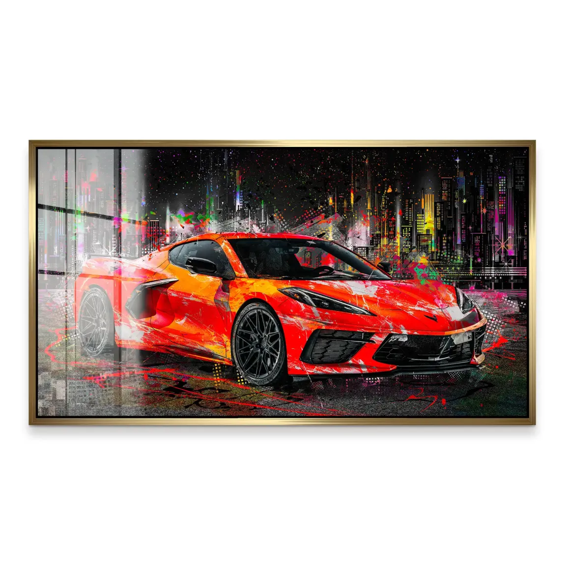 Corvette C8 Abstrak Red Style Acrylglas Bild INGALERIE