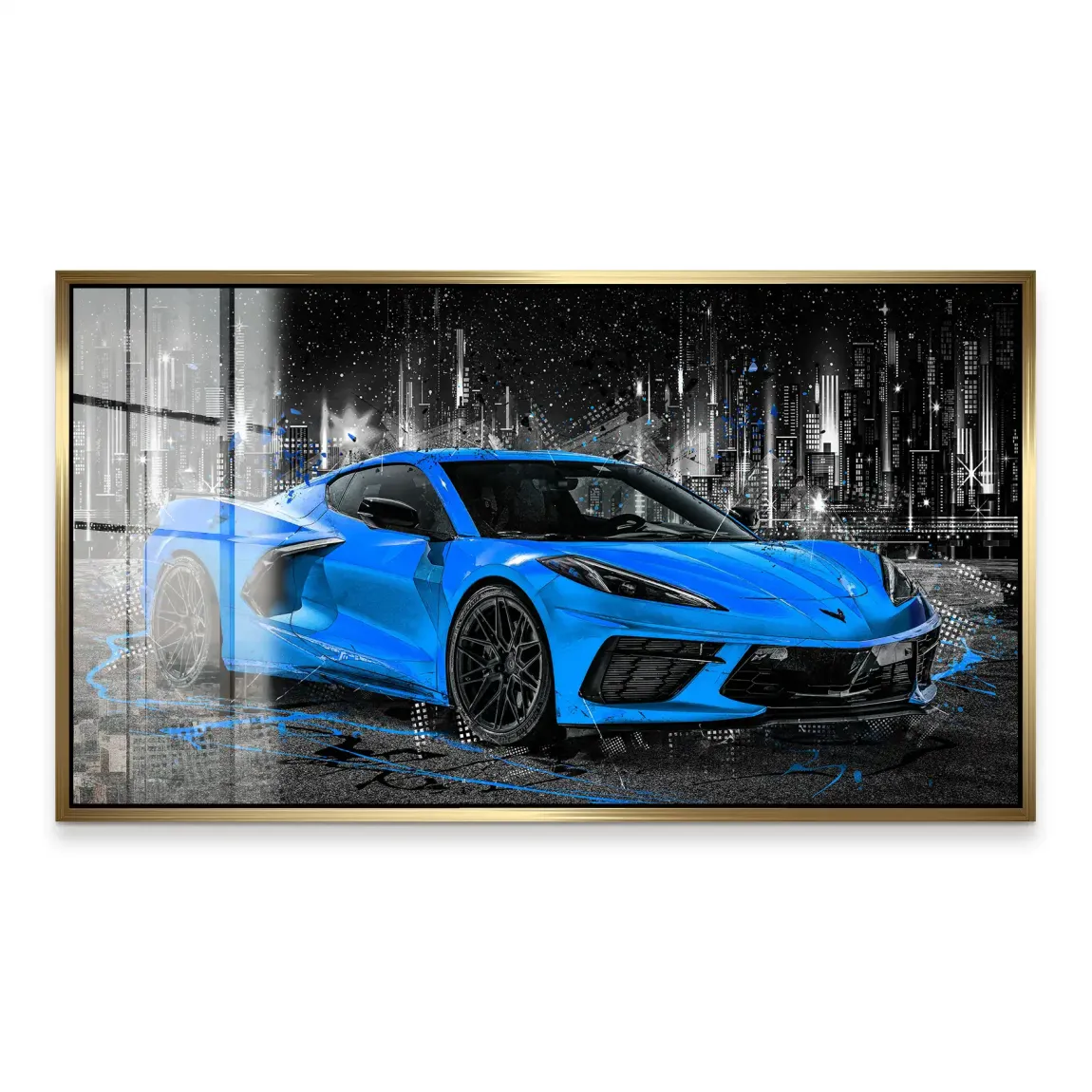 Corvette C8 Abstrak Blue Style Acrylglas Bild INGALERIE