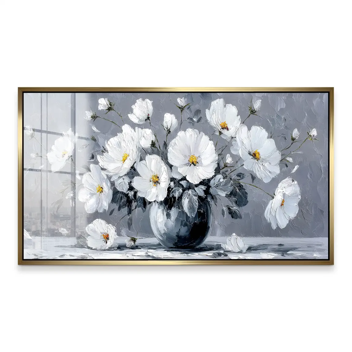 Silver White Blossom Art Acrylglas Bild