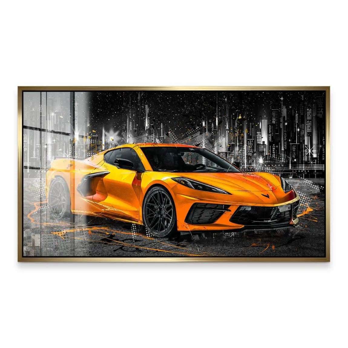 Corvette C8 Abstrak Orange Style Acrylglas Bild INGALERIE