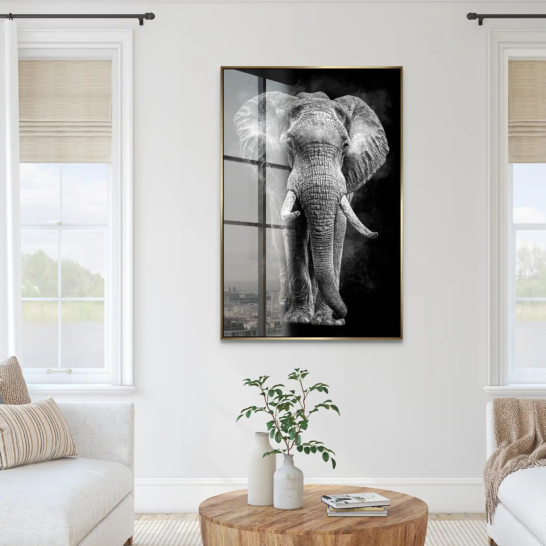 Elefant Abstrakt Dark Style Acrylglas Bild INGALERIE