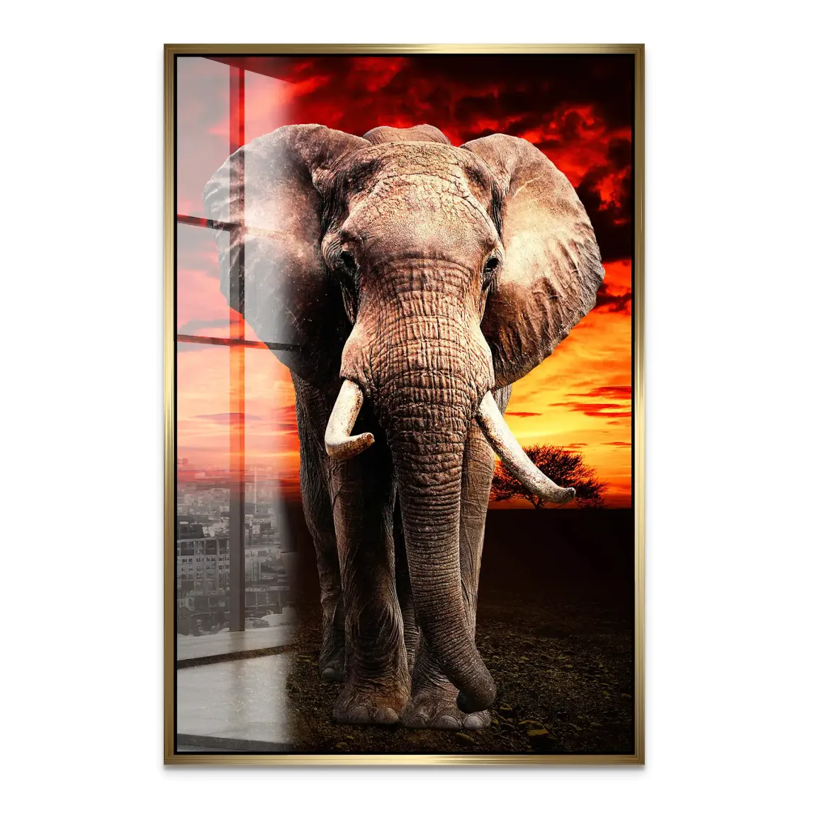 Majestät der Savanne im Abendrot Acrylglas Bild INGALERIE