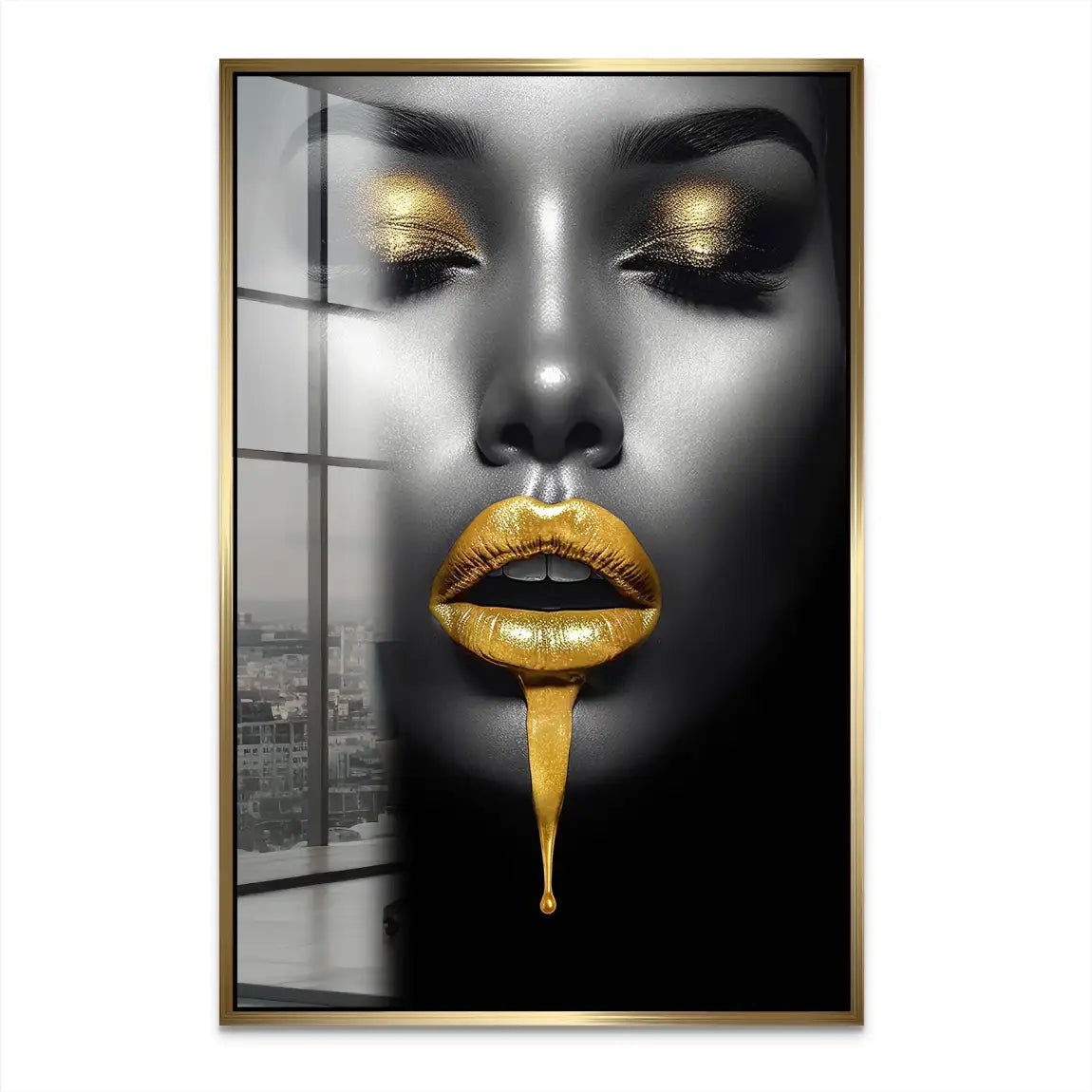 Gold Lips Beauty Acrylglas Bild INGALERIE