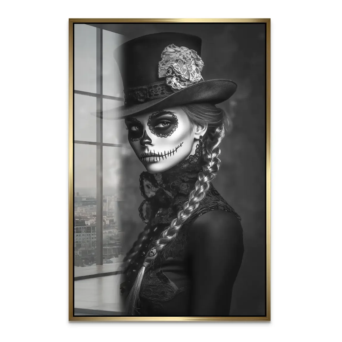La Catrina Noir – Stil trifft Schattenkunst Acrylglas Bild INGALERIE