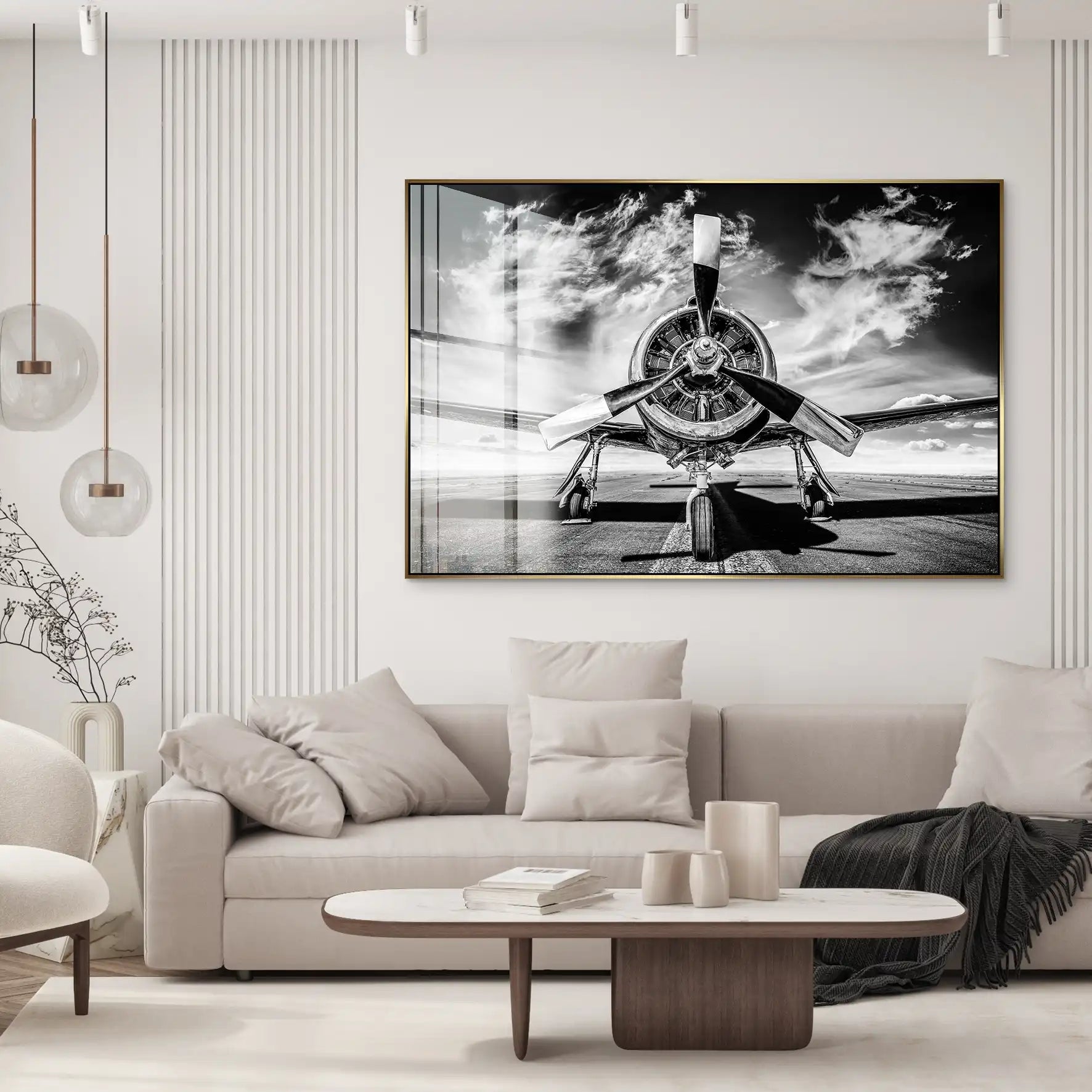 Old School Proppeller Flugzeug Acrylglas Bild INGALERIE