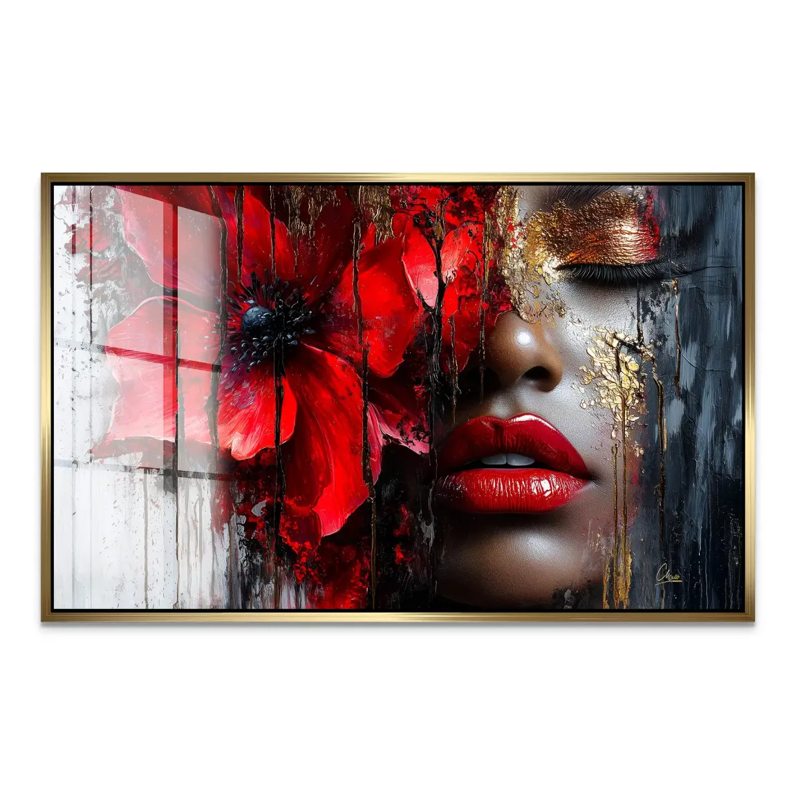 Goldene Blüte der Nacht Acrylglas Bild INGALERIE