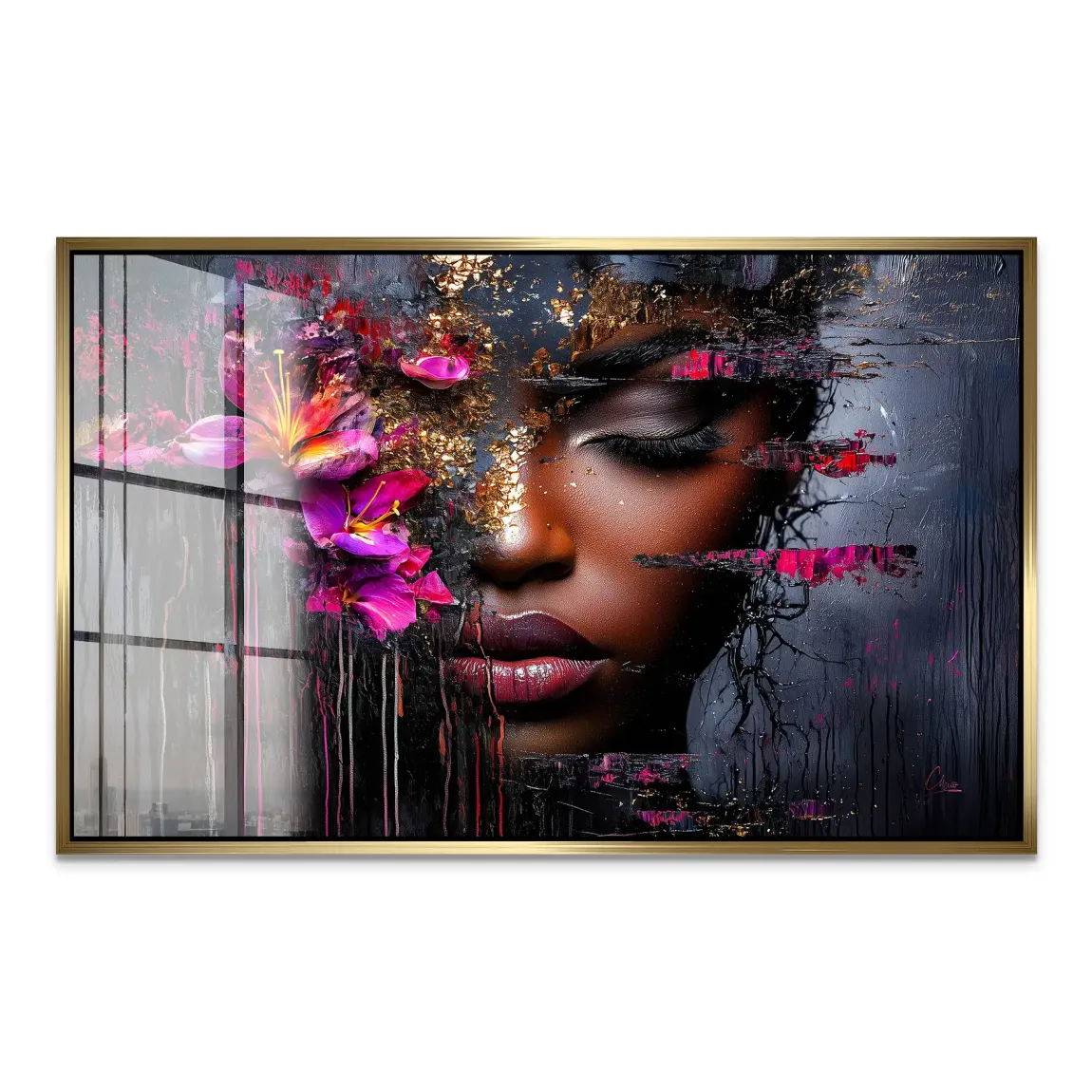 Magie aus Farbe und Gold Acrylglas Bild INGALERIE
