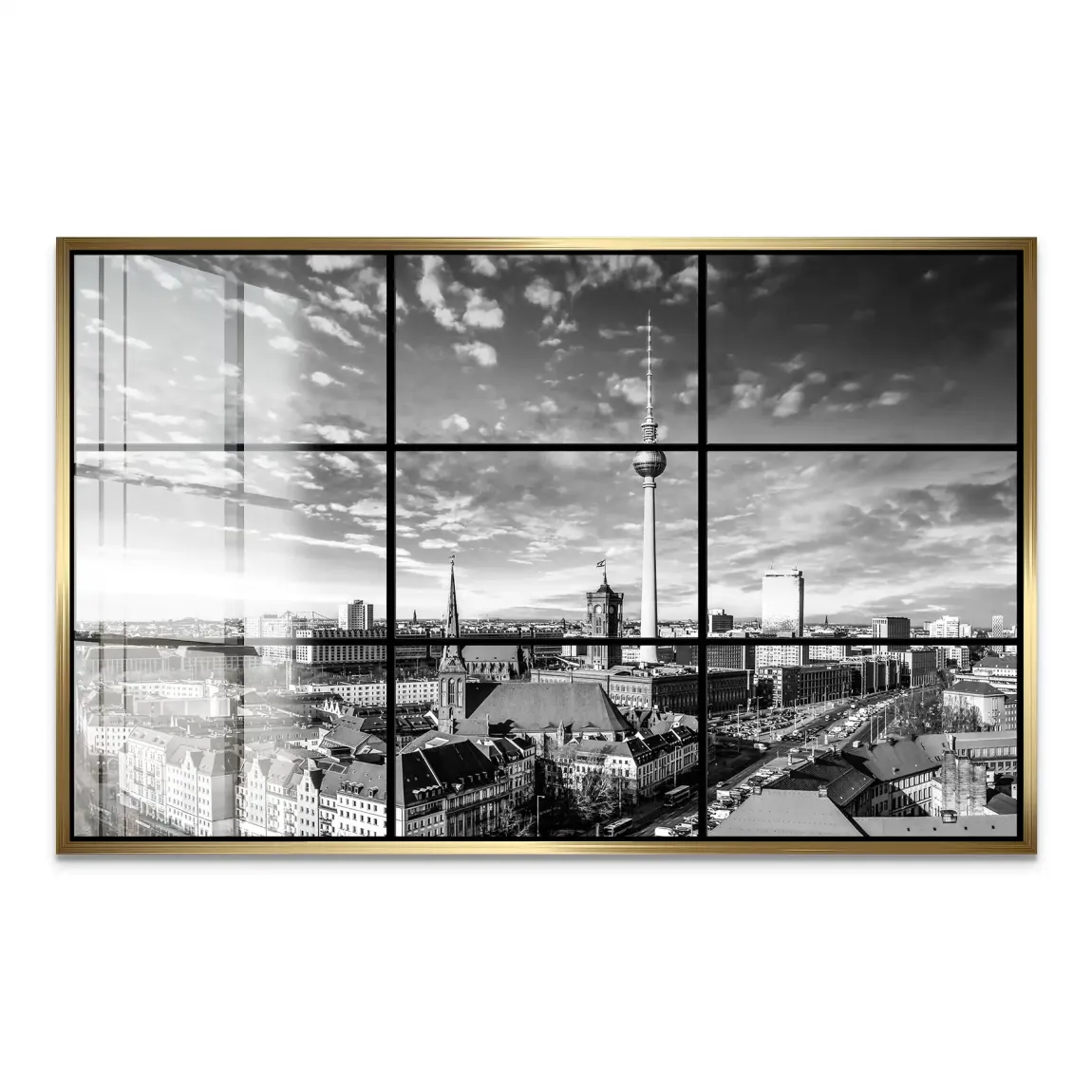 Berlin Skyline Noir Acrylglas Bild