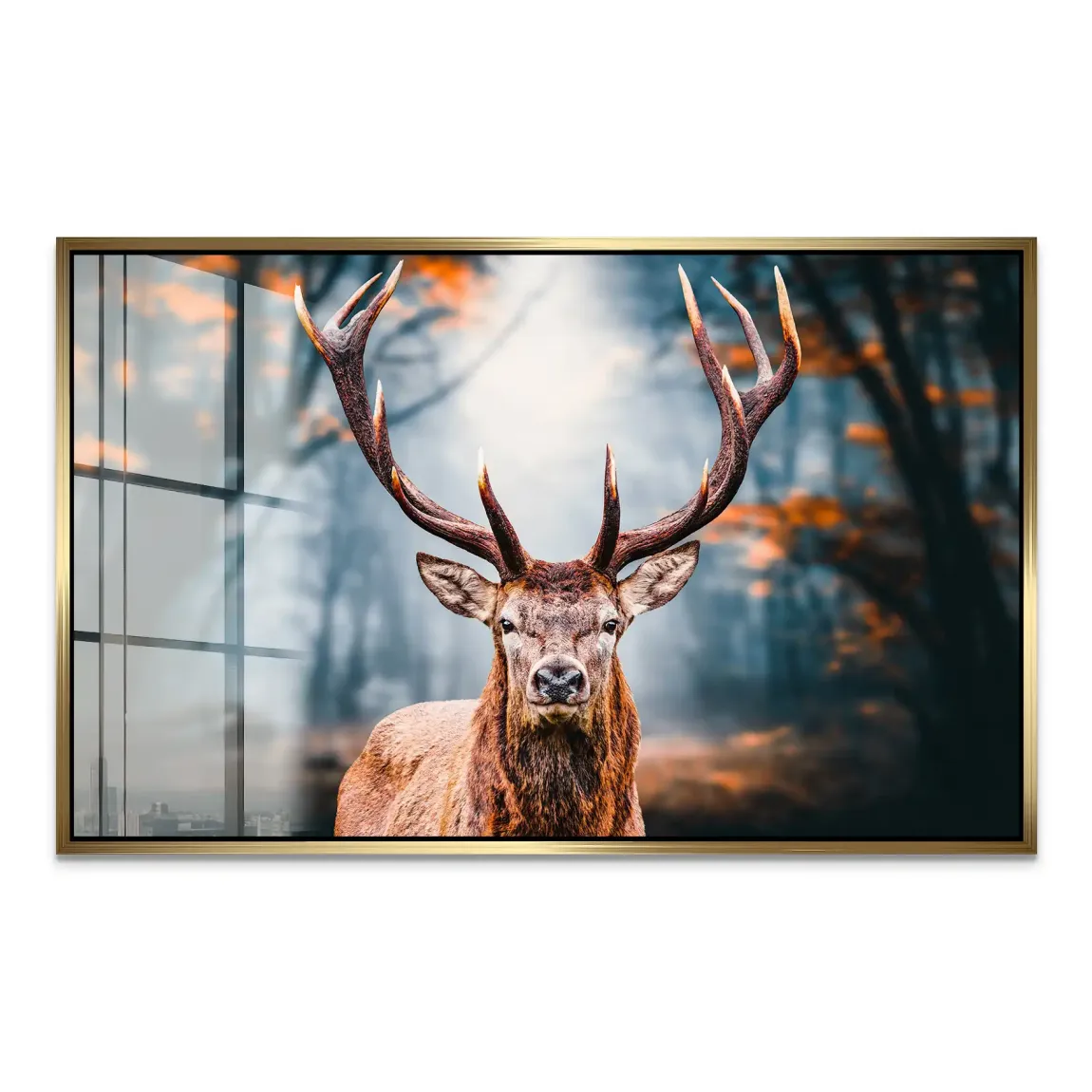 Hirsch im Wald Acrylglasbild