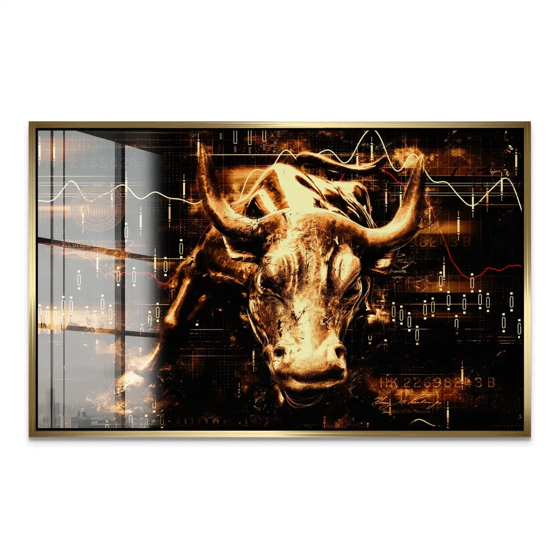 Börsenbulle Retro Art Acrylglasbild