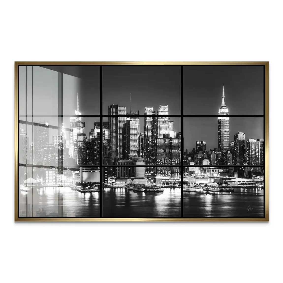 New York Black Skyline Acrylglas Bild
