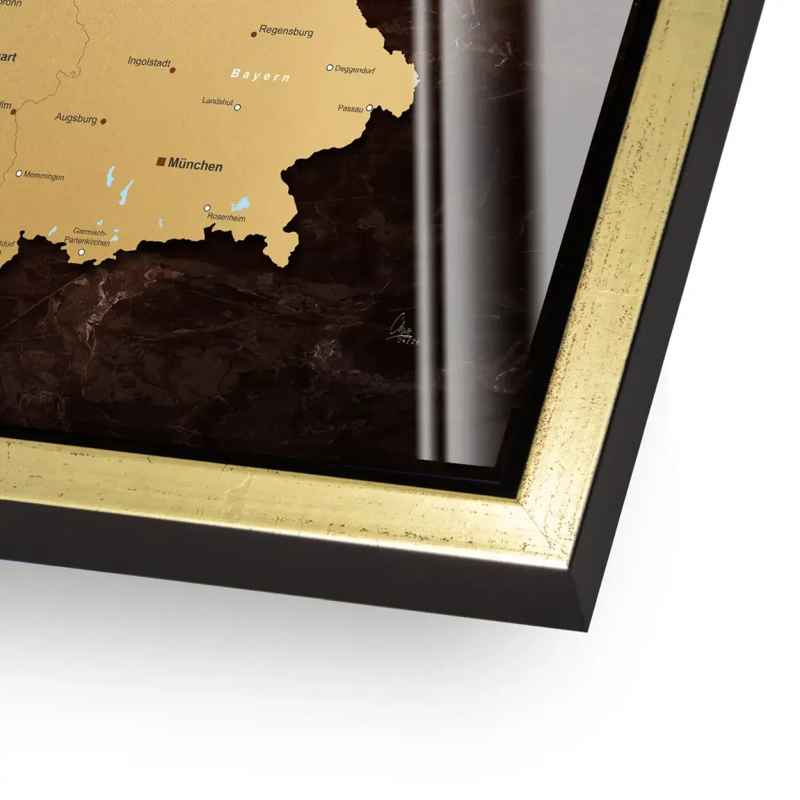 Deutschland Karte Gold Acrylglasbild