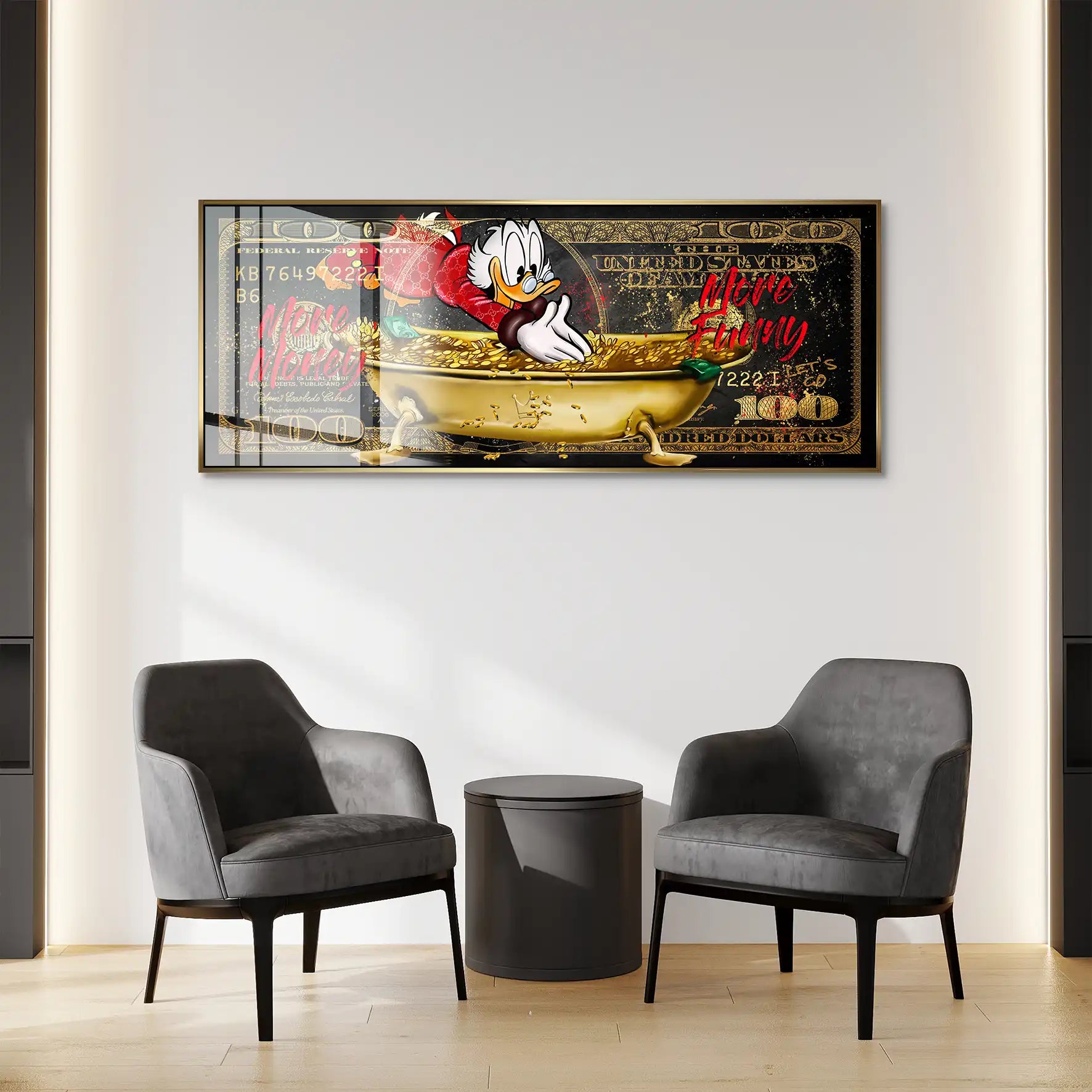 Dagobert Dollar More Money Pop Art Acrylglas Bild INGALERIE