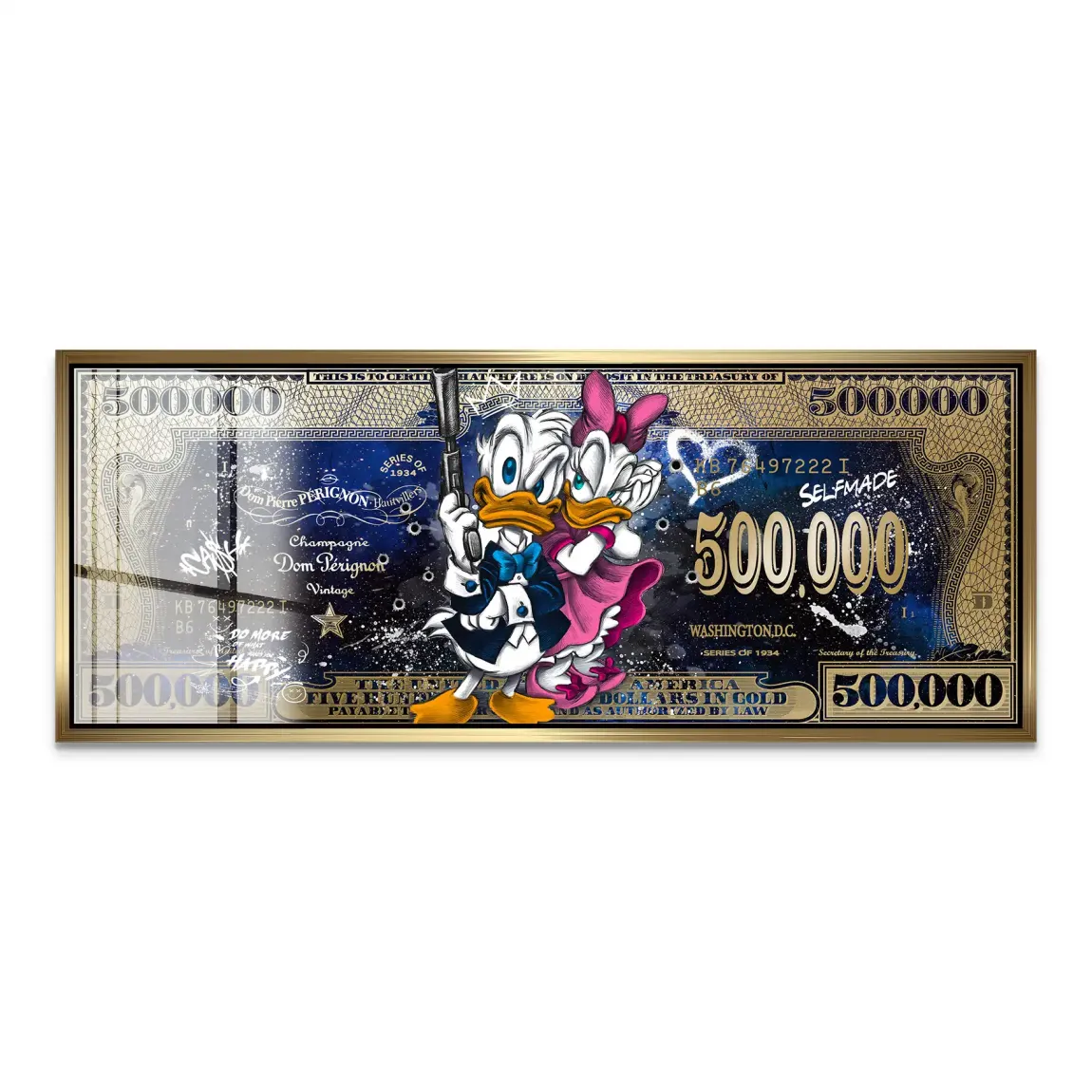 Donald & Daisy Duck Dollar Acrylglas Bild INGALERIE