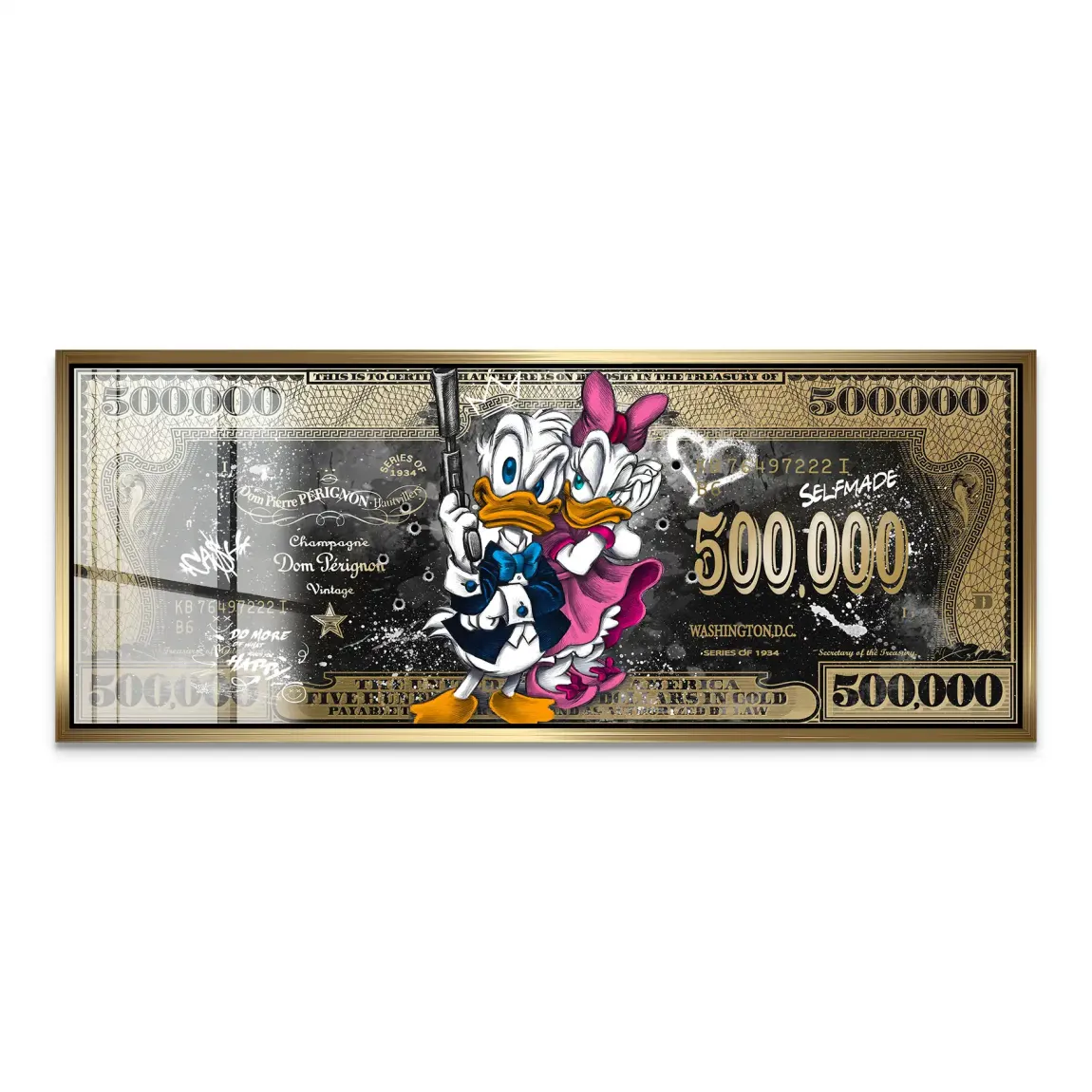 Donald & Daisy Duck Pop Art Dollar Acrylglas Bild INGALERIE