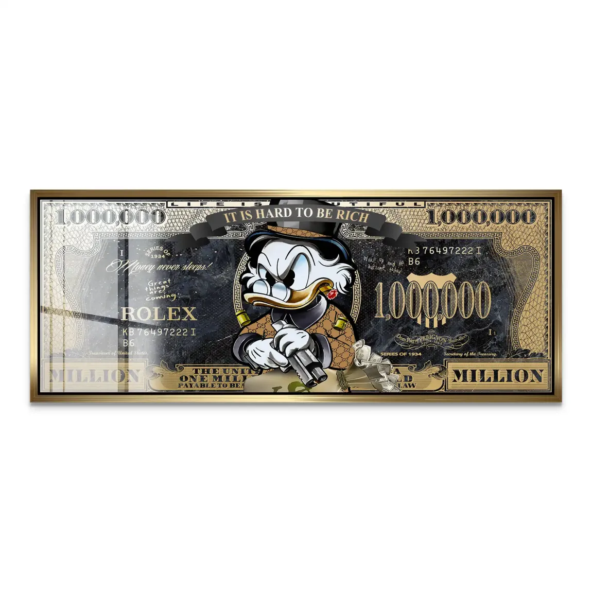 Dogobert Duck Cashed Out Pop Art DollarAcrylglas Bild INGALERIE