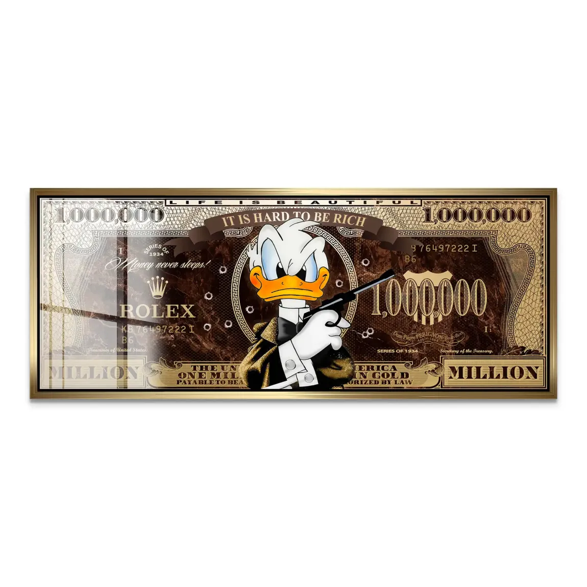 Donald Duck Rich State of Mind Pop Art Acrylglas Bild INGALERIE