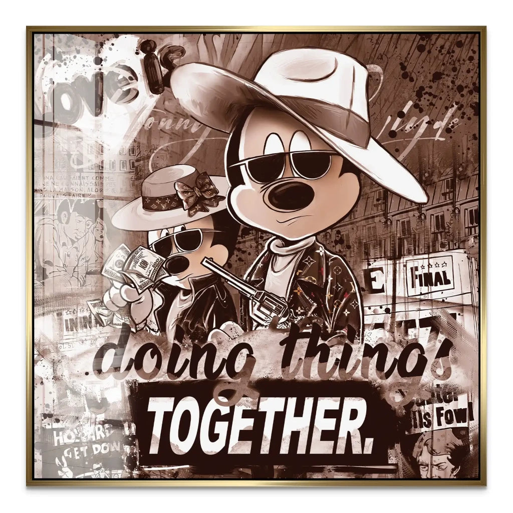 Micky & Minnie Gangster Retro Style Acrylglas Bild INGALERIE