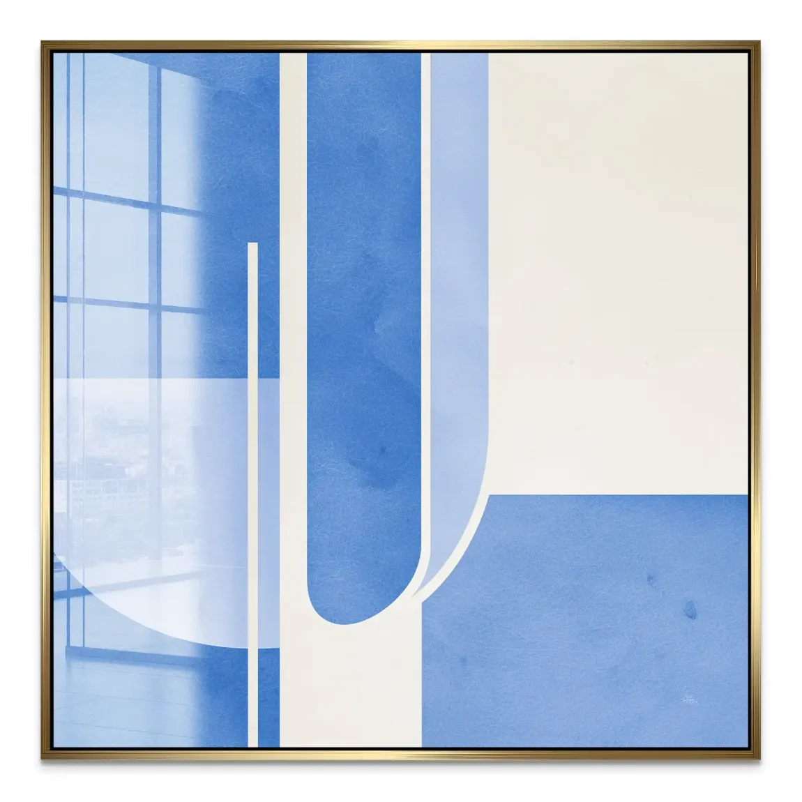 Blaue Geometrie Acrylglasbild