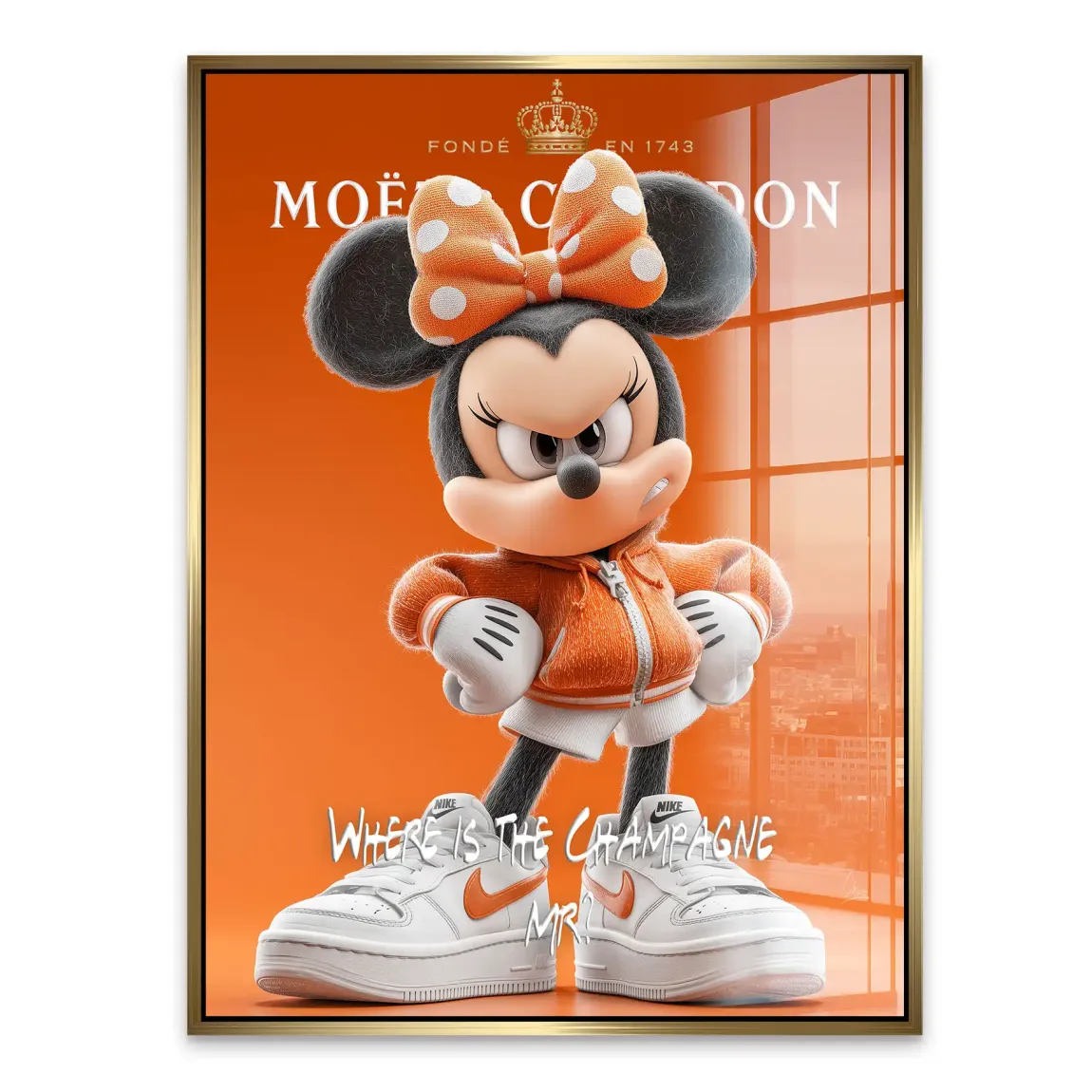 Champagne Mood Minnie Maus Acrylglasbild