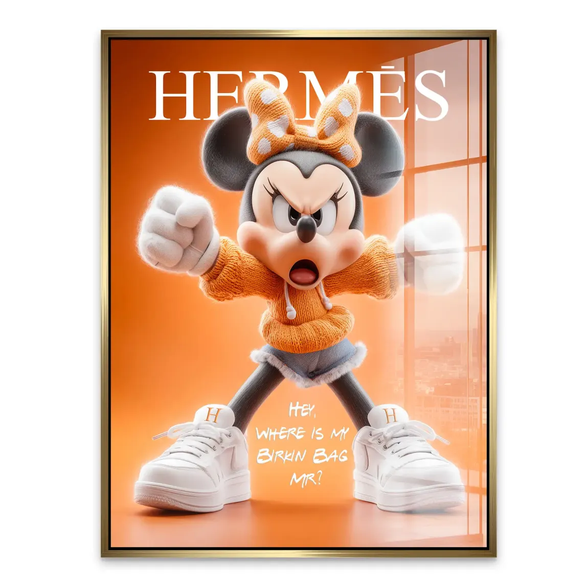 Orange Charm Minnie Maus Acrylglasbild