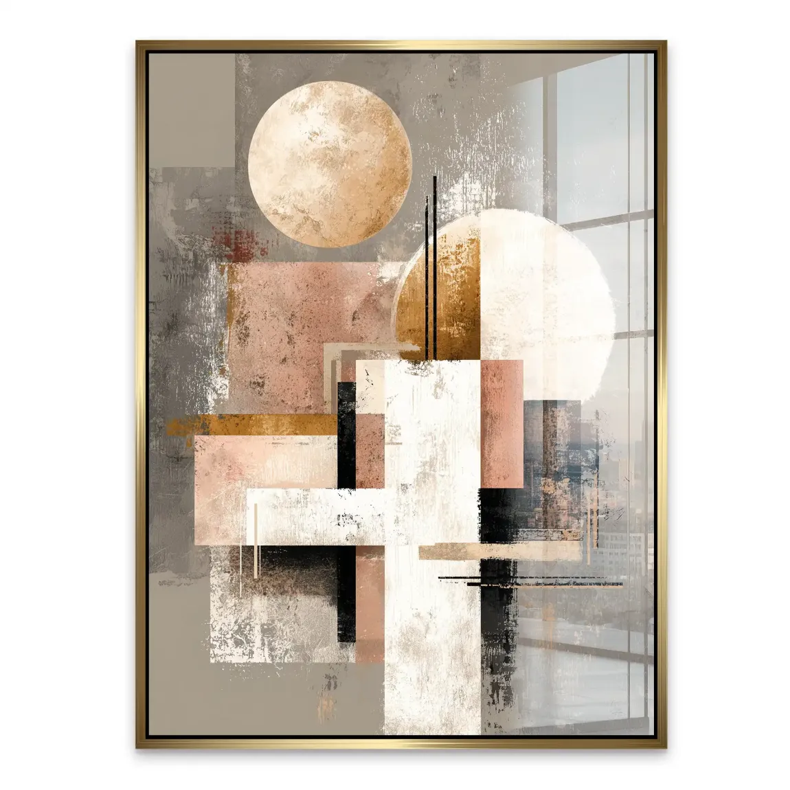 Goldene Geometrie Acrylglasbild