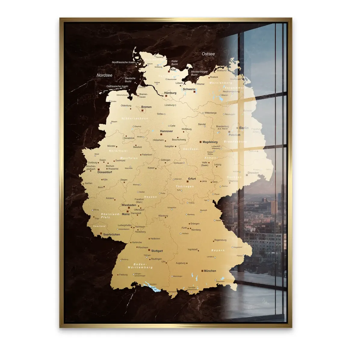 Deutschland Karte Gold Acrylglasbild